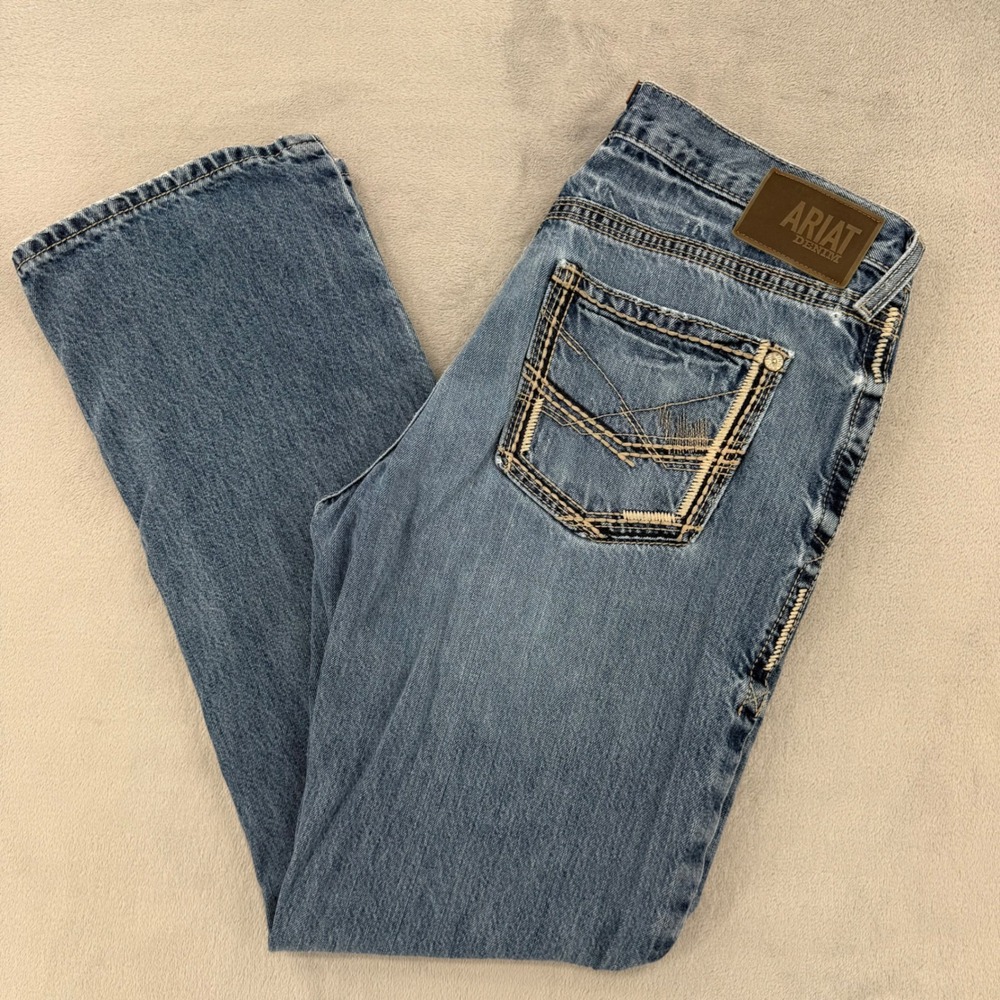 Ariat M5  Straight Leg Jeans Mens 35x32 Medium Wash Cotton Workwear Western
